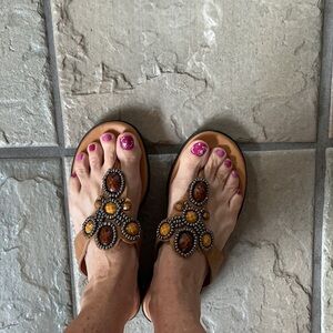 Easy Street Elegant Beaded Sandals 7.5